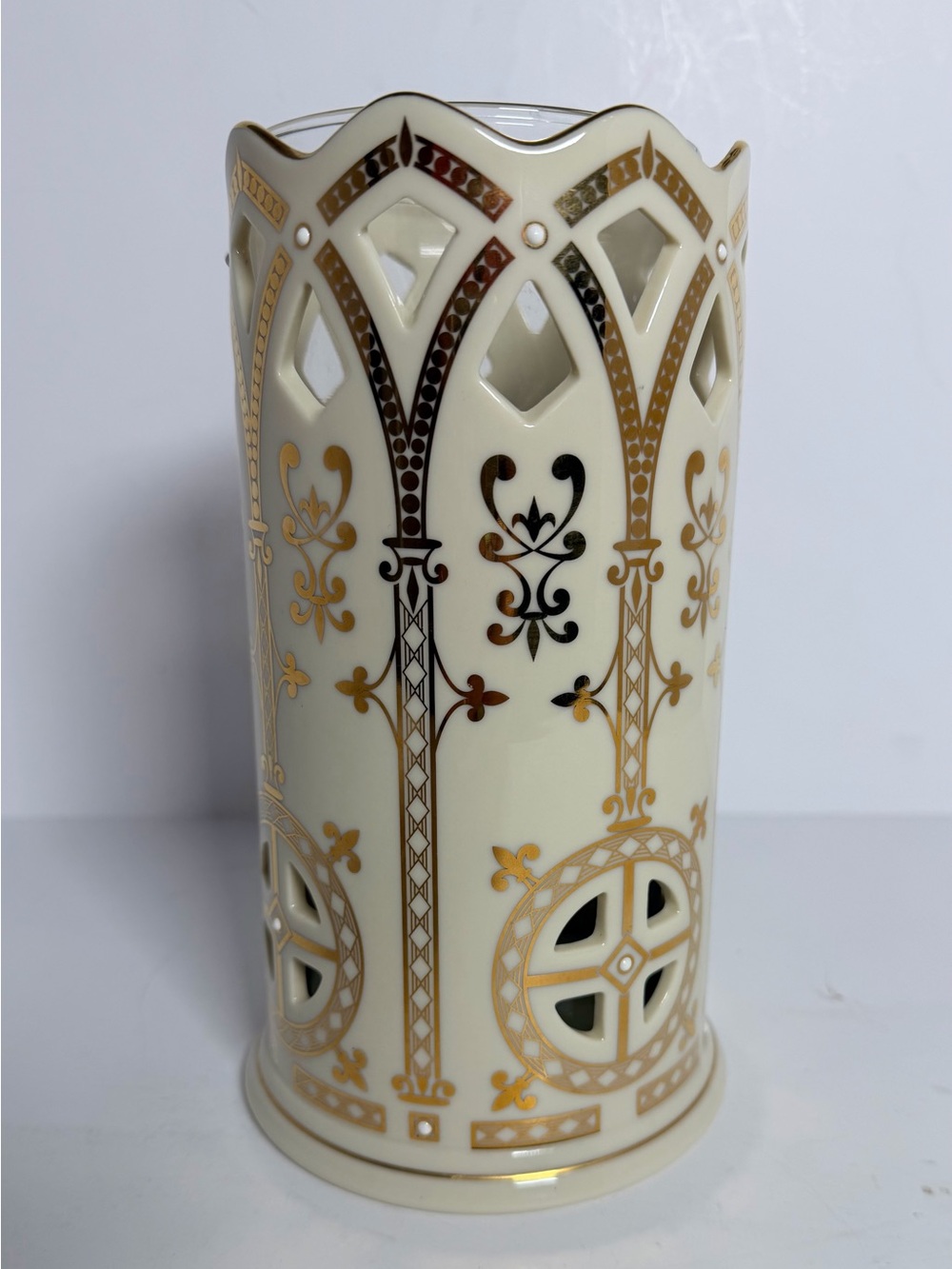 Lenox Millennium Collection Large Pierced Votive Candle Holder with Glass Liner